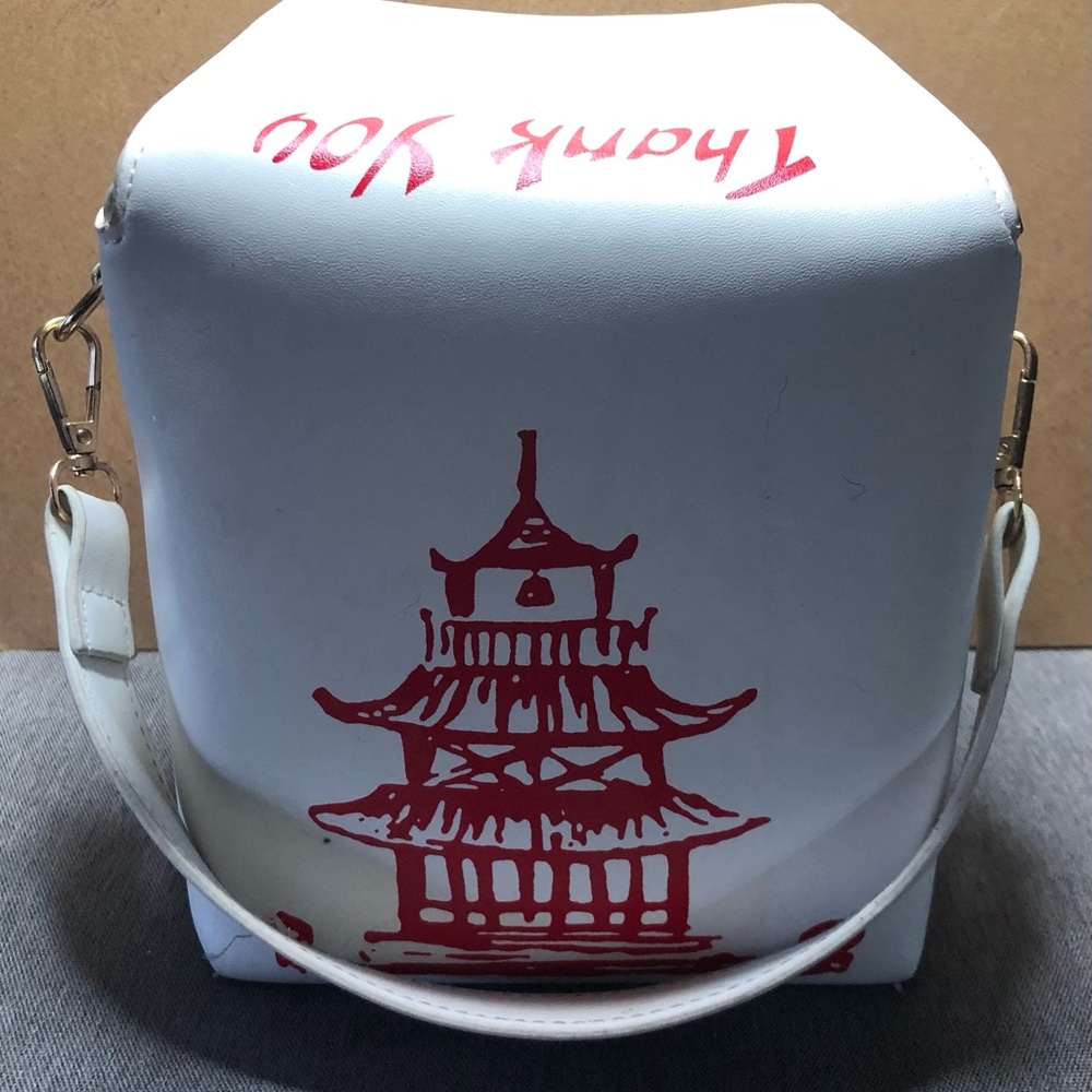 Source Unknown Mini Bag with Red Pagoda Design